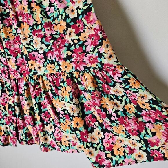 EUC LIKE NEW ALMOST FAMOUS GARDEN FLORAL BUTTON DOWN TIERED SHORT DRESS SIZE L - Picture 11 of 16
